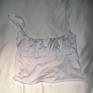 white ruffled cropped tank top